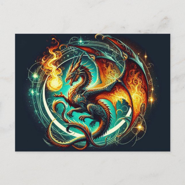 Cartão Postal Cartão-postal do Dragão para respiração por incênd (Frente)