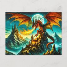 Cartão-postal do Dragão para respiração por incênd