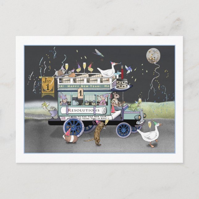 Cartão Postal Cartão-postal do feliz ano novo (Frente)