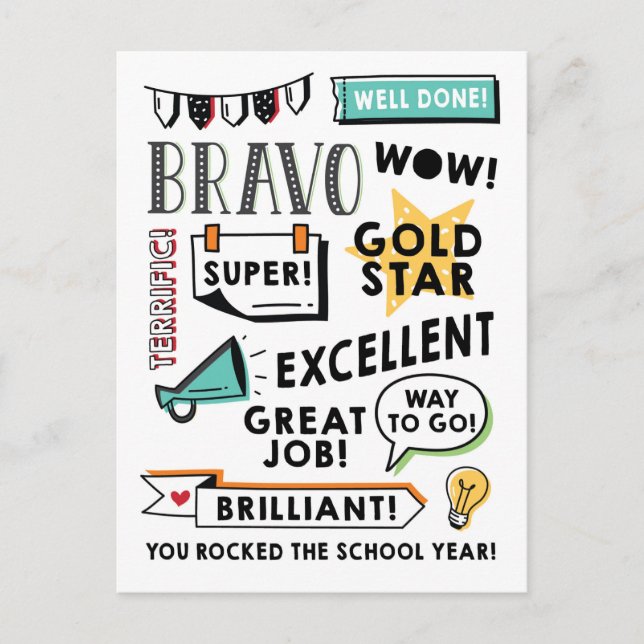 Cartão Postal Cartão-postal do final do ano de aprendizado à dis (Frente)