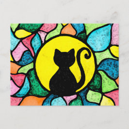 Cartão Postal Cartão-postal do Gatinho de Aquarela de Vidro Estr