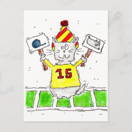 Cartão Postal Cartão-postal do Gatinho do ventilador de futebol