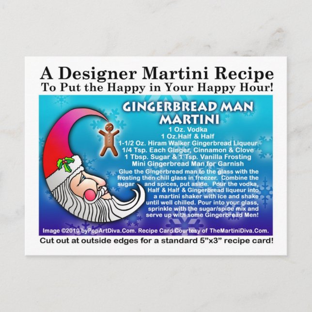 Cartão Postal Cartão-postal do Gingercake Man Christmas Martini (Frente)