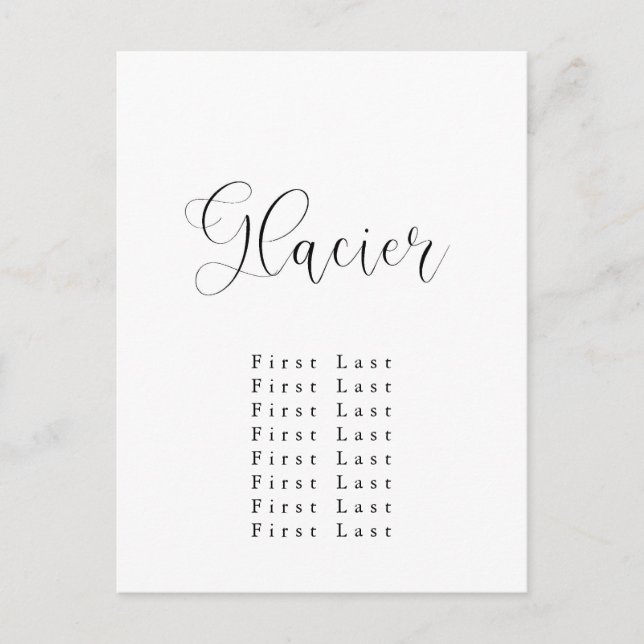 Cartão Postal Cartão-postal do Gráfico de Assentos do Glaciar (Frente)