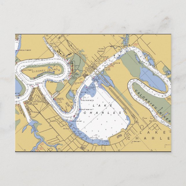 Cartão Postal Cartão-postal do gráfico do Lago Charles, Louisian (Frente)