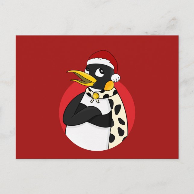 Cartão Postal Cartão-postal do Imperador Pinguim de Natal sorrid (Frente)