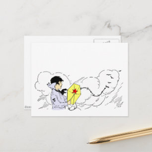 Cartão Postal Cartão-postal do Kite Flying Boy Vintage