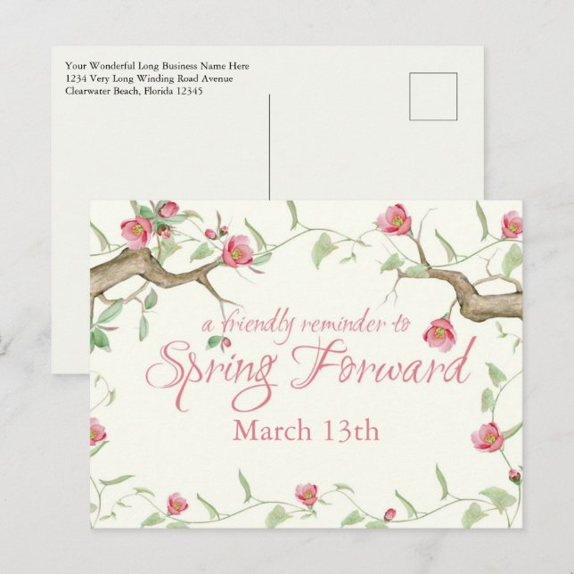 Cartão Postal Cartão-postal do Lembrete de Horário de Verão (Frente/Verso)