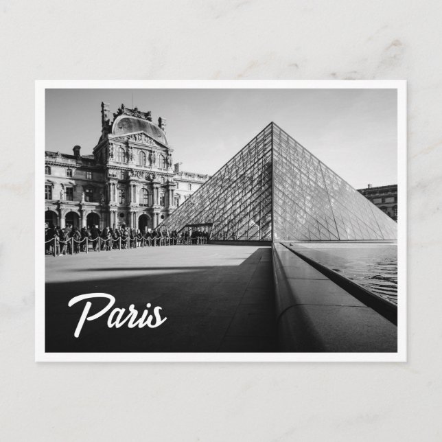 Cartão Postal Cartão-postal do Louvre Black & White Paris (Frente)