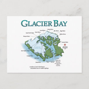 Cartão Postal Cartão-postal do Mapa da Baía de Glaciar