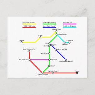 Cartão Postal Cartão-postal do Mapa de Bike Denver