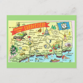Cartão Postal Cartão-postal do Mapa de Estado de Connticação