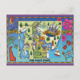 Cartão Postal Cartão-postal do Mapa de Estado Delaware