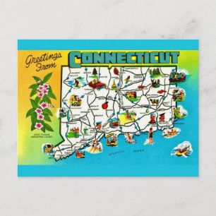 Cartão Postal Cartão-postal do Mapa do Connecticut