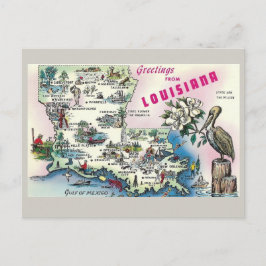 Cartão Postal Cartão-postal do Mapa do Estado da Louisiana