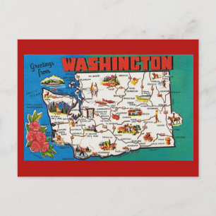 Cartão Postal Cartão-postal do Mapa do Estado de Washington