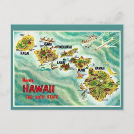 Cartão Postal Cartão-postal do Mapa do Estado do Havaí