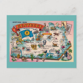 Cartão Postal Cartão-postal do Mapa do Estado do Kentucky