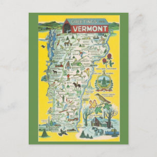 Cartão Postal Cartão-postal do Mapa Estatal de Vermont