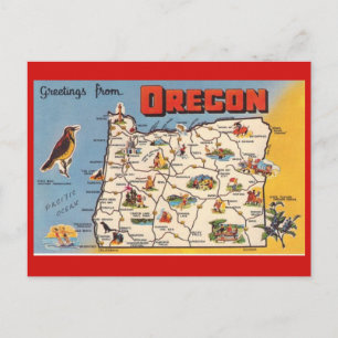Cartão Postal Cartão-postal do Mapa Estatal do Oregon