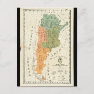 Cartão Postal Cartão-postal do Mapa Sul-Americano Vintage