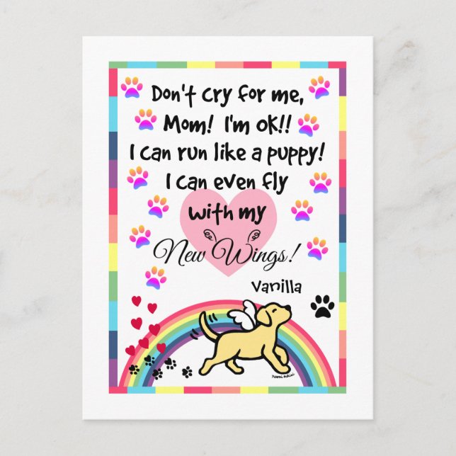 Cartão Postal Cartão-postal do Memorial Trotting Labrador Amarel (Frente)