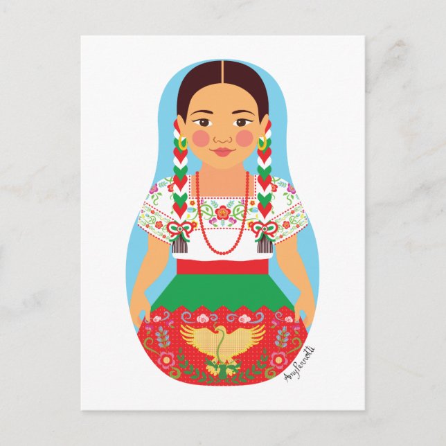 Cartão Postal Cartão-postal do México, China Poblana Matryoshka (Frente)