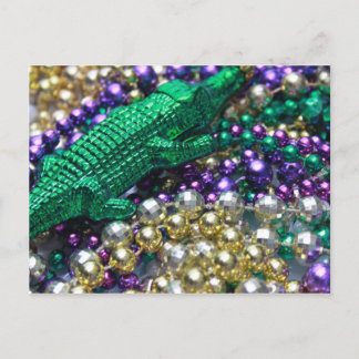 Cartão Postal Cartão-postal do Miçanga e Gator Verde do Mardi Gr
