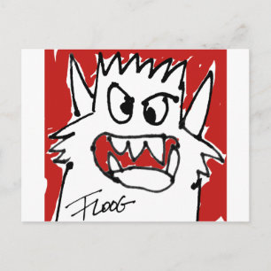 Cartão Postal Cartão-postal do Monstro de Cartoons Vermelho