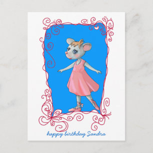 Cartão Postal Cartão-postal do mouse Balé rosa