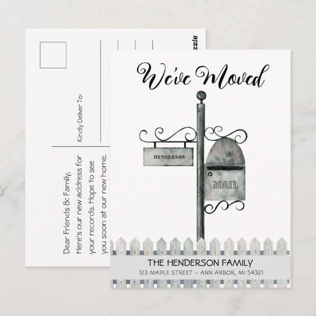 Cartão Postal Cartão-postal do novo anúncio de movimentação de c (Frente/Verso)