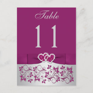 Cartão Postal Cartão-postal do Número de Tabela Prateado Roxo de