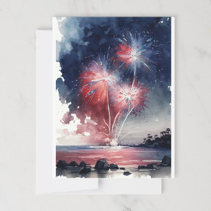 Cartão Postal Cartão-postal do Ocean Fireworks