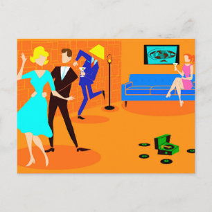 Cartão Postal Cartão-postal do Partido Cocktail Retro Cartoon