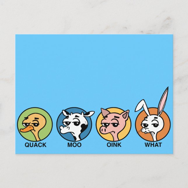 CARTÃO POSTAL CARTÃO-POSTAL DO PATO COELHO PORCO E VACA ENGRAÇAD (Frente)