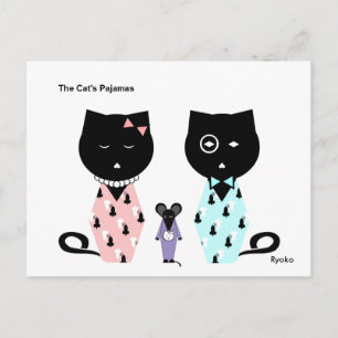 Cartão Postal Cartão-postal do pijama do gato