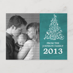 Cartão Postal Cartão-postal do quadro de árvore Sparkle, Teal