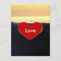 Cartão-postal do Red Heart & Sea Wave Love
