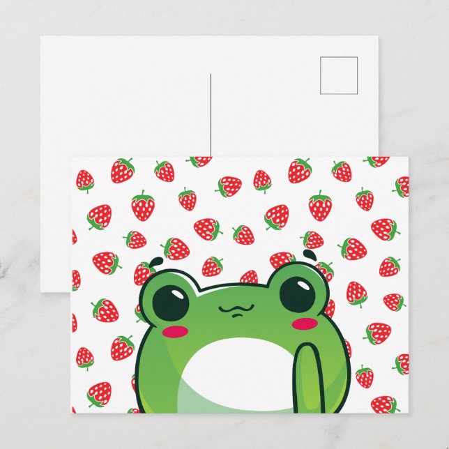 Cartão Postal Cartão-postal do Sapo Strawberry (Frente/Verso)