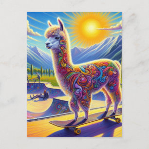 Cartão Postal Cartão-postal do Skate Surreal Adorable Alpaca