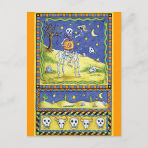 Cartão Postal Cartão-postal do Skeleton Halloween