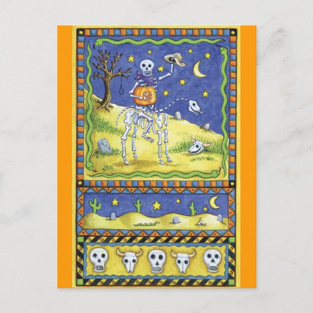 Cartão Postal Cartão-postal do Skeleton Halloween (Frente)