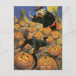 Cartão Postal Cartão-postal do Velho Halloween, Retro Witchery