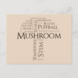 Cartão Postal Cartão-postal do Word Mushroom (Texto Marrom)