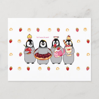 Cartão Postal Cartão-postal Doce Pinguins Dessert