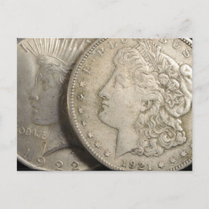 Cartão Postal Cartão-postal dos Dólares de Prata Morgan e Liberd