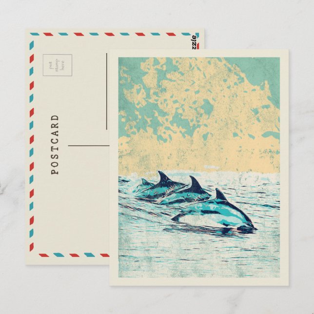 Cartão Postal Cartão-postal dos golfinhos no oceano Atlântico (Frente/Verso)