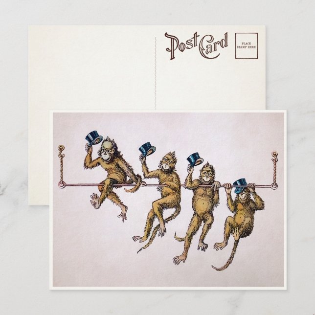 Cartão Postal Cartão-postal dos macacos vitorianos (Frente/Verso)