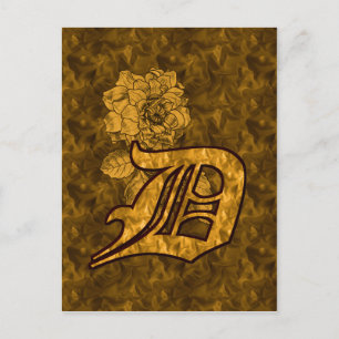 Cartão Postal Cartão-postal Dourado de Monograma Inicial D