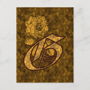 Cartão Postal Cartão-postal Dourado de Monograma Inicial G